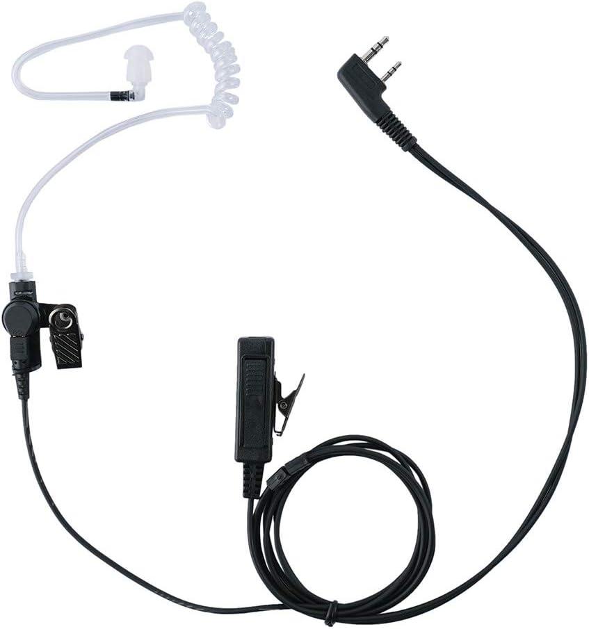 Earpiece Headset with Mic Ptt Compatible with Kenwood Baofeng Puxing Wouxun 2 Way Radio Walkie Talkie 2 Wire with Covert Acoustic Tube