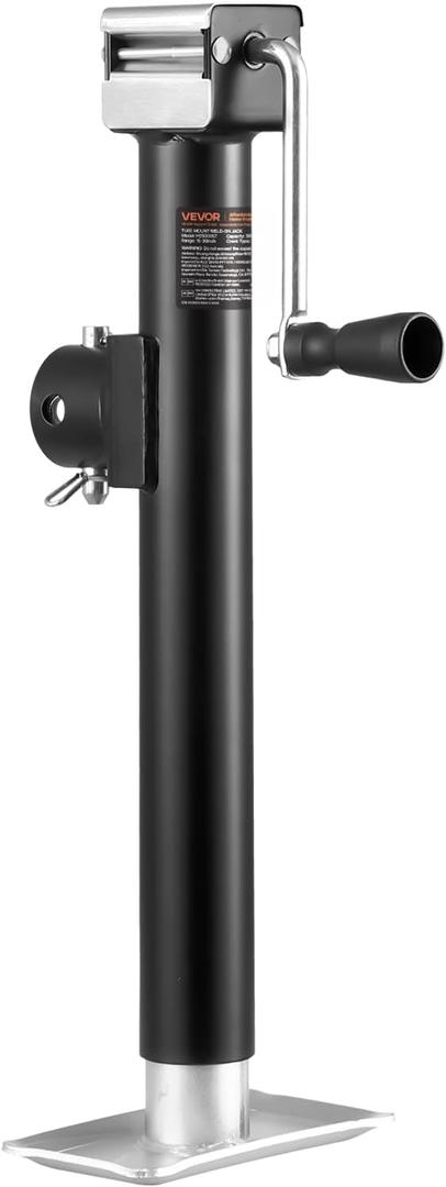 VEVOR 5000 lbs Trailer Jack, Weld-on Pipe-Mount Swivel Trailer Jack with Ergonomic Handle, 15-inch Vertical Travel, Suitable for RV, Horse, Utility, Camping and Yacht Trailers