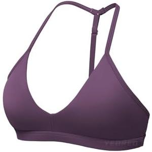 YEOREO Sports Bras for Women Strappy Padded Halter Ericie Open Back Light Impact Deep V Neck Yoga Workout Gym Tops S