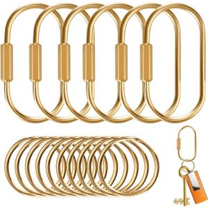 Muitcdo Brass Key Rings Bulk, Key Chain Organizer Holder for Men Women with Secure Screw Locking