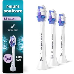 Philips Sonicare S2 Sensitive - Genuine Replacement Electric Toothbrush Heads, White, 3 Pack, HX6053/77