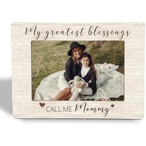 XIVENHAVM Mommy Picture Frame Gifts - My Greatest Blessings Call Me Mommy Wooden Photo Frame 4x6, Home Decor Mom and Child Gift for Family Photos