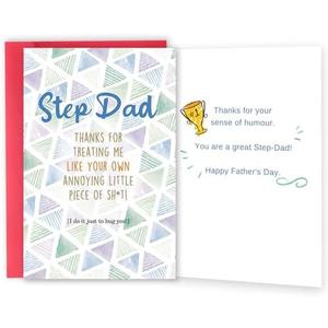 mmuue Personalized Fathers Day Cards Gifts for Stepdad, Funny Step Dad Fathers Day Gift from Step Daughter Son, Humor Bonus Dad Father's Day Card for Men 17 Pack Mix