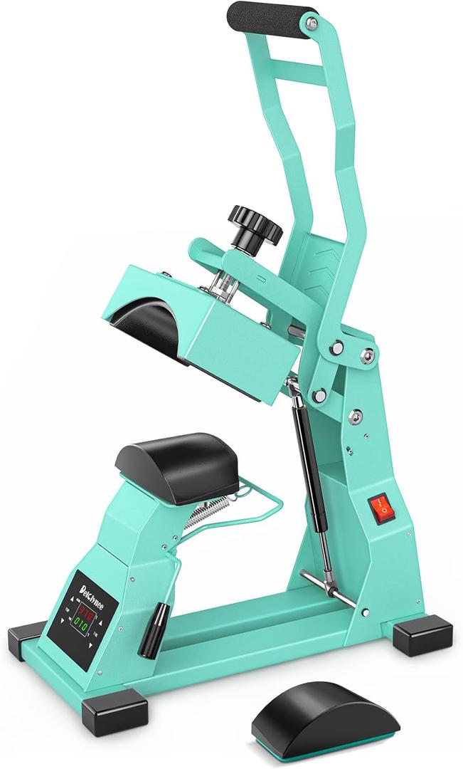 Hat Heat Press Machine for Caps with 2pcs Interchangeable Platens(6.7"x3.8", 6.7"x2.5"), Cap Heat Press for Stuctured Hats and HTV Iron On and Sublimation Projects, Heat Transfer Printing for Caps (aqua)