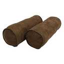 Blazing Needles Corded Microsuede Bolster Pillow, 20" x 8", Chocolate 2 Count