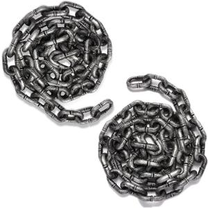2 Pieces 6 Feet Halloween Chain Props Fake Halloween Plastic Chain Decorations for Prisoner Cosplay Chain Links for Halloween Party Haunted House Accessories