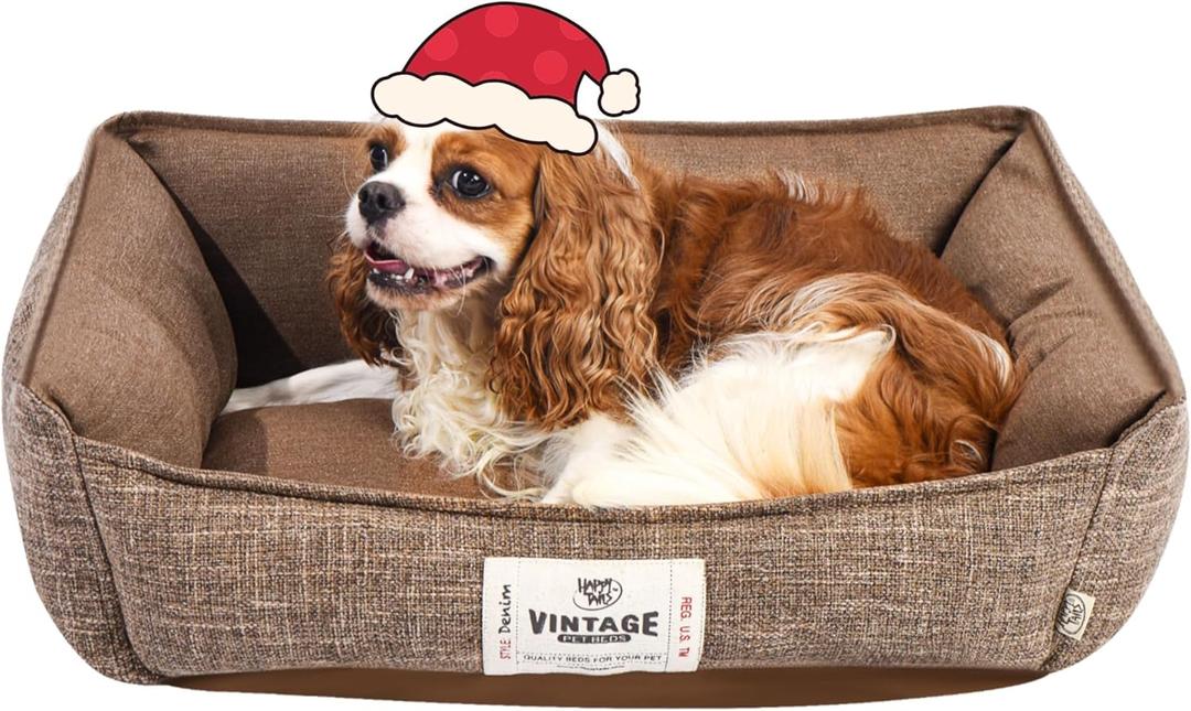 FluffyDream Small Dog Bed, Super Soft Pet Bed Furniture, Suitable for Dogs Up to 30lbs, 24'' x 20'', Tan