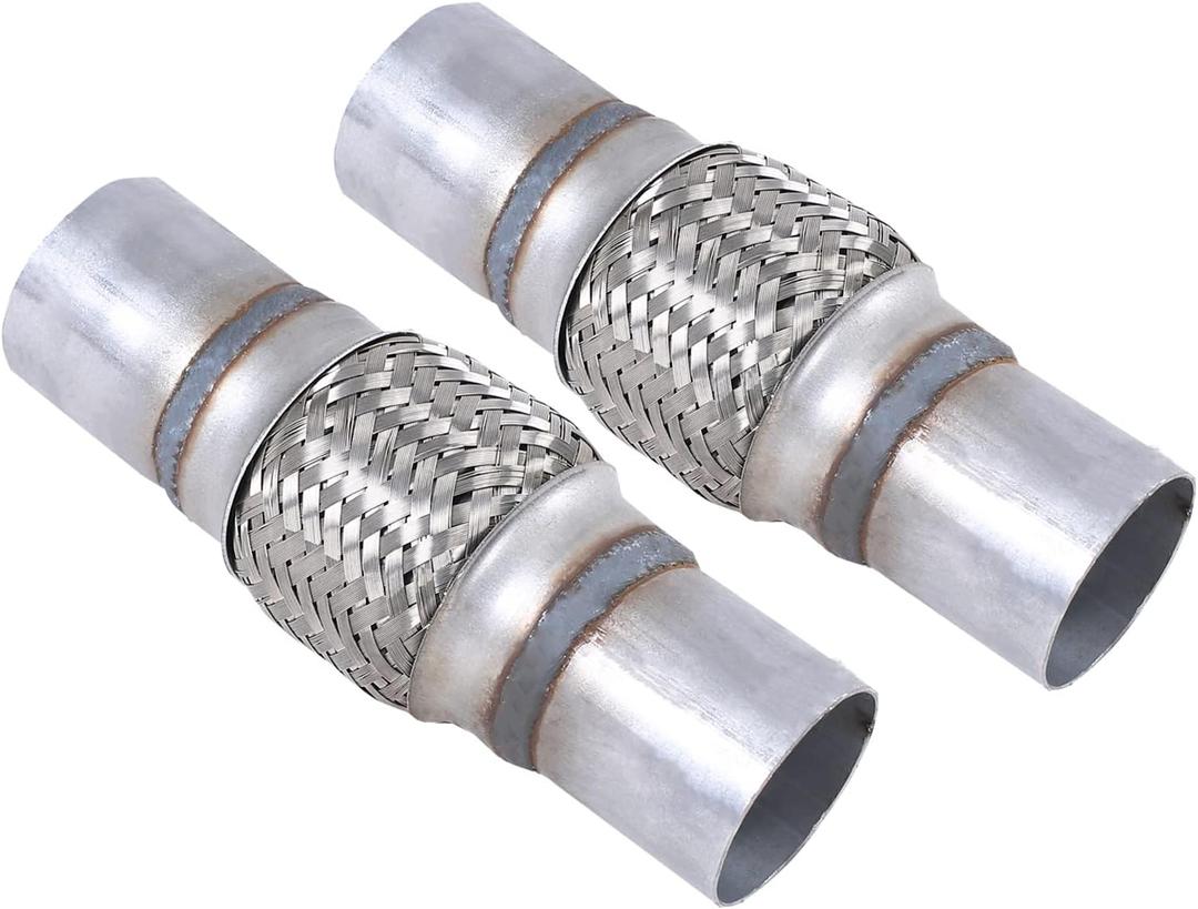 2PCS Exhaust Flex Pipe Stainless Steel Braid 2" x 4" w/Ends 8" Long