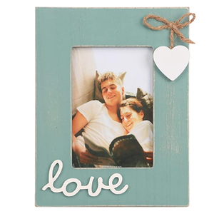 U/D Teal Picture Frame for Love 4x6,Blue Heart Photo Frame for Boyfriend and Girlfriend Gift,Couple,Family
