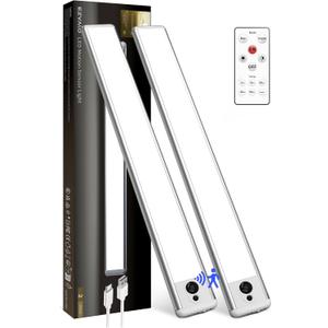 EZVALO 4000mAh Under Cabinet Lights, 14.5'' Motion Sensor Light Indoor Dimmable, LM 150 Rechargeable Closet Lights 5700K with Remote Control, Wireless Under Counter Light for Kitchen,Cabinet, 2Pack-14.5inch