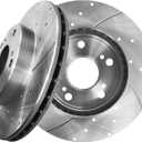 PM Auto Front Drilled Slotted Disc Brake Rotors Replacement For 2013 2014 Acura ILX Hybrid, 2012-2015 Honda Civic, Automotive Replacement Brake Rotors