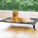 Elevated Dog Bed Raised Outdoor Dog Cot for Large Dogs, Installation Requires No Tools, Frame with Washable Cooling Breathable Mesh Anti-Slip Feet, Indoor Pet Bed, Black, 43.3 Inches