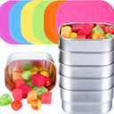 Yolev 6 Pcs Stainless Steel Snack Containers, 8 oz Lunch Containers with Silicone Lids Small Reusable Metal Food Box Stackable for Daycare Home Storage Supplies