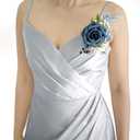 2 x Lookein Set of 2 Bridesmaid Corsage for Wedding Flowers Shoulder Corsages Bridesmaid Gift Corsage Wristlet for Prom for Wedding Ceremony, Dusty Blue