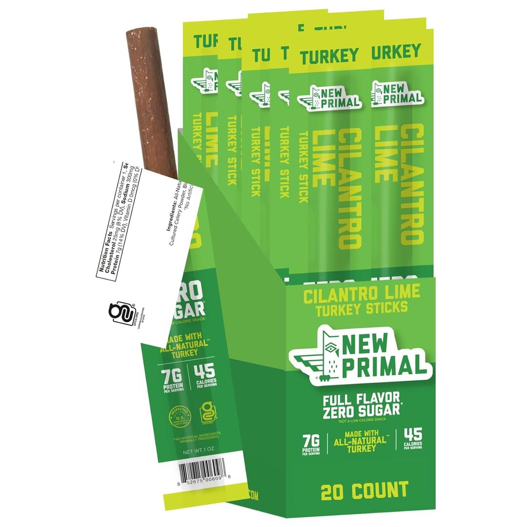 New Primal Cilantro Lime Turkey Sticks, 20 Count (EXP 05/12/27)
