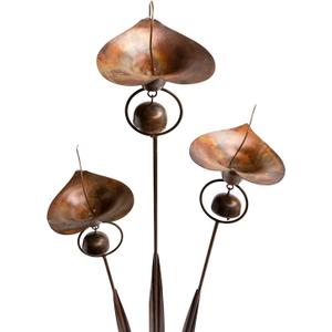 Happy Gardens Calla Lily Garden Stake with Bells | Bronze Outdoor Lillies Flower Decorations