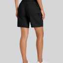 MAGCOMSEN Womens 7" Hiking Cargo Shorts Quick Dry Lightweight Golf Shorts with Pockets for Summer Casual Travel Outdoor (Black, XL)