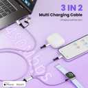 Travel Essentials, 3 in 2 USB A/C Cable to iPhone 17 Charger/iWatch Charger/IP, Braided Multi Charging Cable Cord, RV Camping Essentials, Designed for iWatch Series & iPhone17-11/iPad [Purple, 5FT]