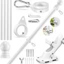 REERON House Flag Pole kit, 5 FT Metal Spinning Flag Poles Kit, 1" Tangle Free Stainless Steel Flagpole with 360 Flagpole Rings & 2-Position Bracket for Outside House Porch Wall Mount for 3x5 Flag