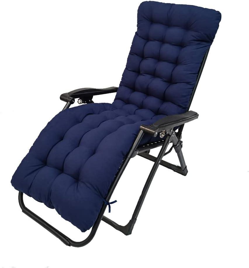 Sun Lounger Chair Cushions,67-inch Lounge Chaise Cushion Sun Lounger Mattress with Non-Slip Back Elastic Sleeve for Garden Outdoor/Indoor/Sofa/Tatami/Car Seat/Bench (Navy Blue)