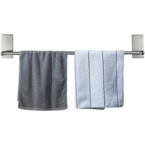 NearMoon Self Adhesive Bathroom Towel Bar- Stainless Steel Bath Wall Shelf Rack Hanging Towel Stick On Sticky Hanger Contemporary Style, NO Drilling (1 Pack, Brushed Nickel, 24-Inch Towel Rack)