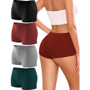 Womens Boyshorts Underwear Seamless Boxer Briefs Full Coverage Soft Stretch Boxer Shorts For Women 4 Pack