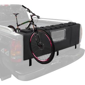 MDSTOP Tailgate Pad for Mountain Bike, Truck Tailgate Bike Pad with Reflective Strips,Tool Pockets, Backup Camera Opening, MTB Tailgate Pad Carries Up to 5 Bikes, E-Bikes, BMX&Road Bikes (Black, L)