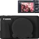 Case for Canon PowerShot SX740 HS, SX730 HS Camera, Soft Silicone Protective Case, Slim Fit Sleeve with Removable Lens Cover and Screen Protector Accessories, Anti-Scratch (Black)