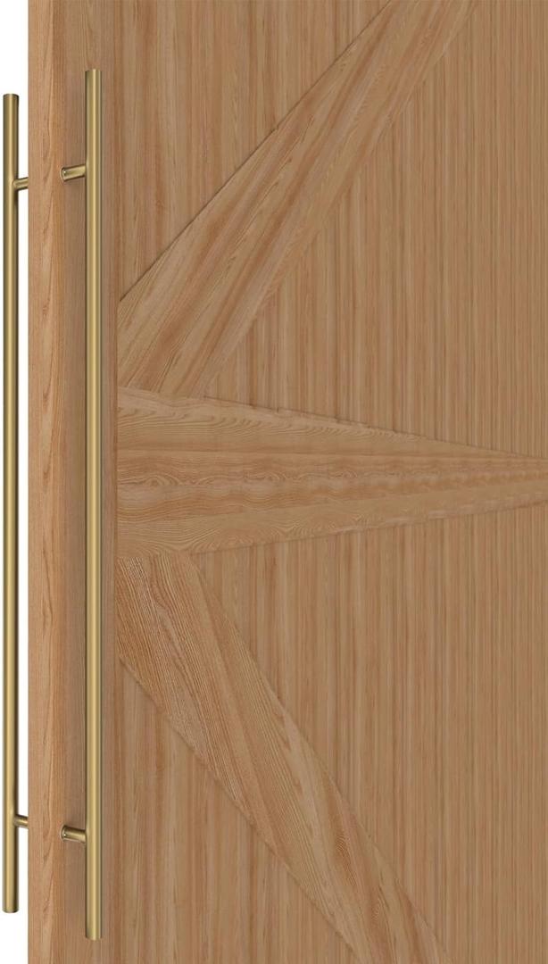 Titanium Gold Round Barn Door Handles 12"/16"/18"/24"/36"/48"/59'', Pull Push Long French Door Handle Double Sided, Large Front Exterior Shower Door Pull Handles