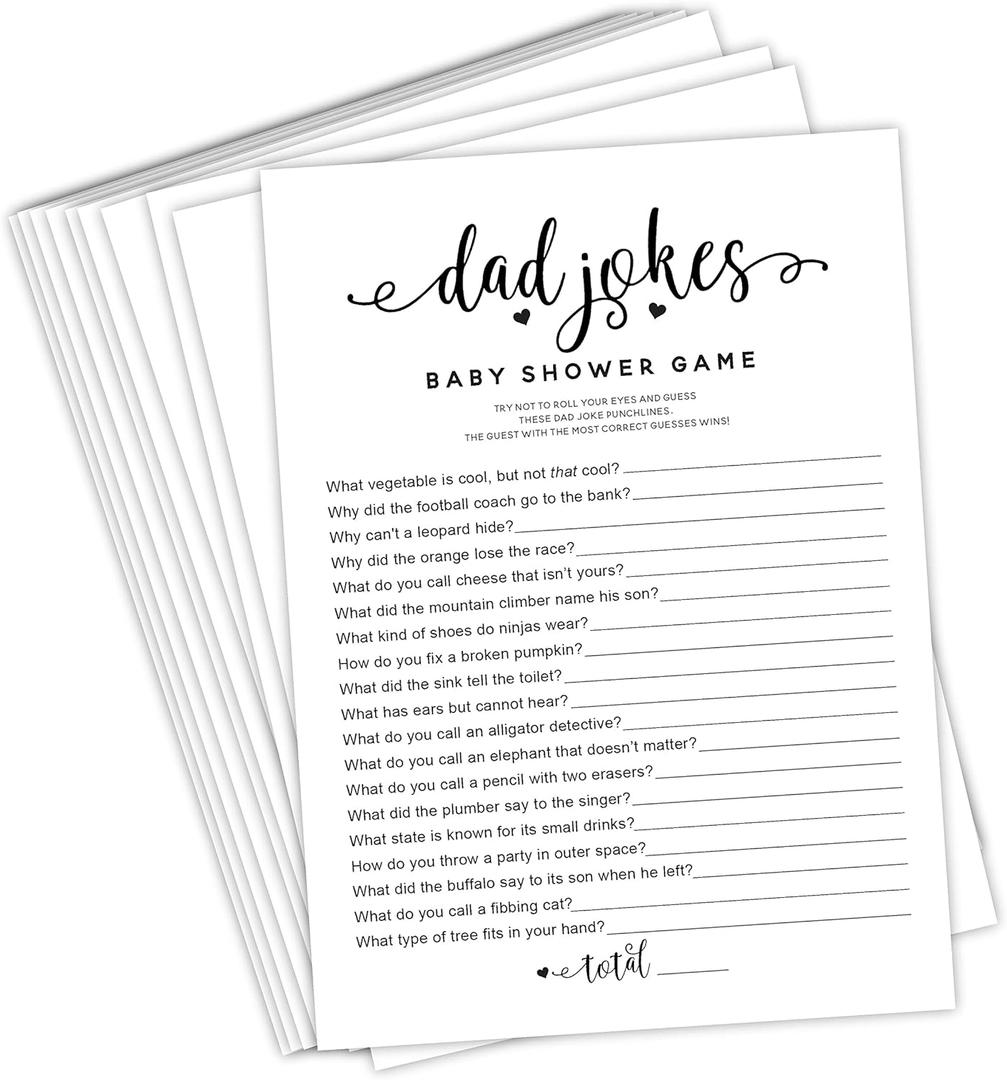 50 Pack Baby Shower Games - Fun Dad Joke Game - Great for Baby Shower, Baby Sprinkle, or Any Party!