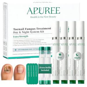 Apuree Antifungal Pen Extra Strength: 25% Undecylenic Acid 1% Tolnaftate | 6Pcs Day & Night Care Nail Fungus Pen | FSA-HSA | Fungal Nail Treatment Repair For Damaged Yellow Discolored Thick Nails