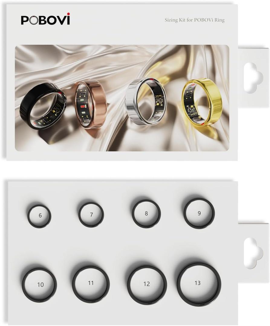 Smart Ring for Men/Women  Fitness Tracker with Sleep, HRV, Heart Rate, Blood Oxygen  IP68 Waterproof, No Subscription, iOS & Android  Sizing Kit for Accurate Fit (Includes Ring Sizer Only)