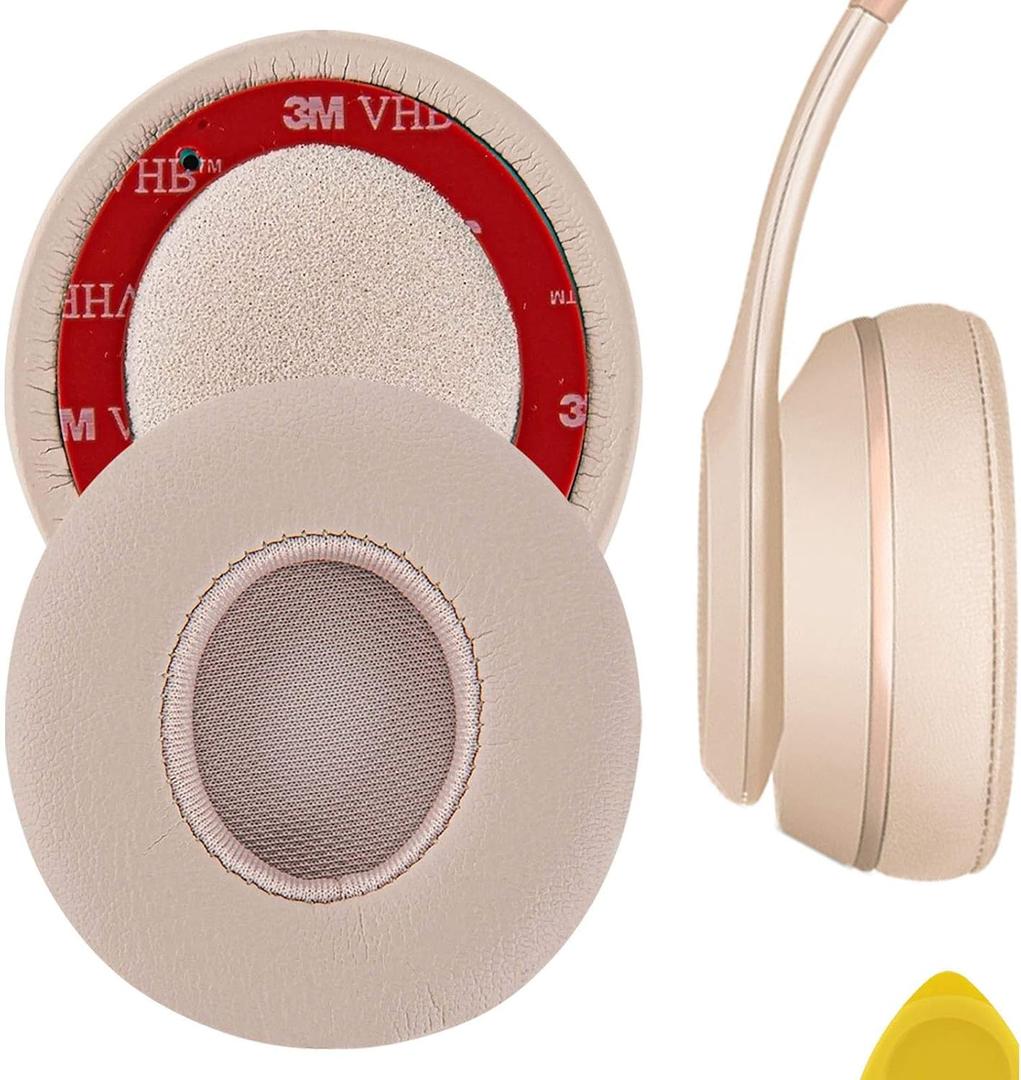 Geekria Replacement Ear Pads for Beats Solo 2 (B0534) & Solo 3 (A1796) Wireless On-Ear Headphones Ear Cushions, Repair Parts (Matte Gold)