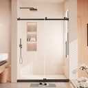 Modern 60" w x 76" h (10Mm) Frameless Double Sliding Shower Door, Tempered Glass Shower Doors, Easy Installation for Walk-in Showers, Black Square Tube Black