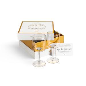GLASSIQUE CADEAU Crystal Aperol Spritz Cocktail Glasses | Set of 2 | 15 oz Long Stemmed Goblets for Drinking Limoncello, Campari and Hugo Spritz | Elegant Glassware for Spritzer Drinks