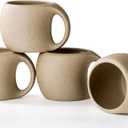 Ceramic Cappuccino Cups with Handle,6 oz Ceramic Coffee Mug Set of 4,Clay Espresso Cup for Double Shots,Small Coffee Cups for Latte,Cafe,Mocha,Tea Cups (Natural Beige,6 OZ)