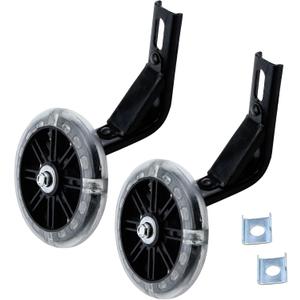 Pair of Bicycle Auxiliary Wheel Children's Bicycles Accessories for 20",Flash Training Wheels, Black