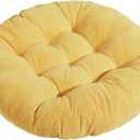 Tiita Floor Pillows Cushions Round Chair Cushion Outdoor Seat Pads for Sitting Meditation Yoga Living Room Sofa Balcony 22x22 Inch, Yellow (1 Count (Pack of 1))