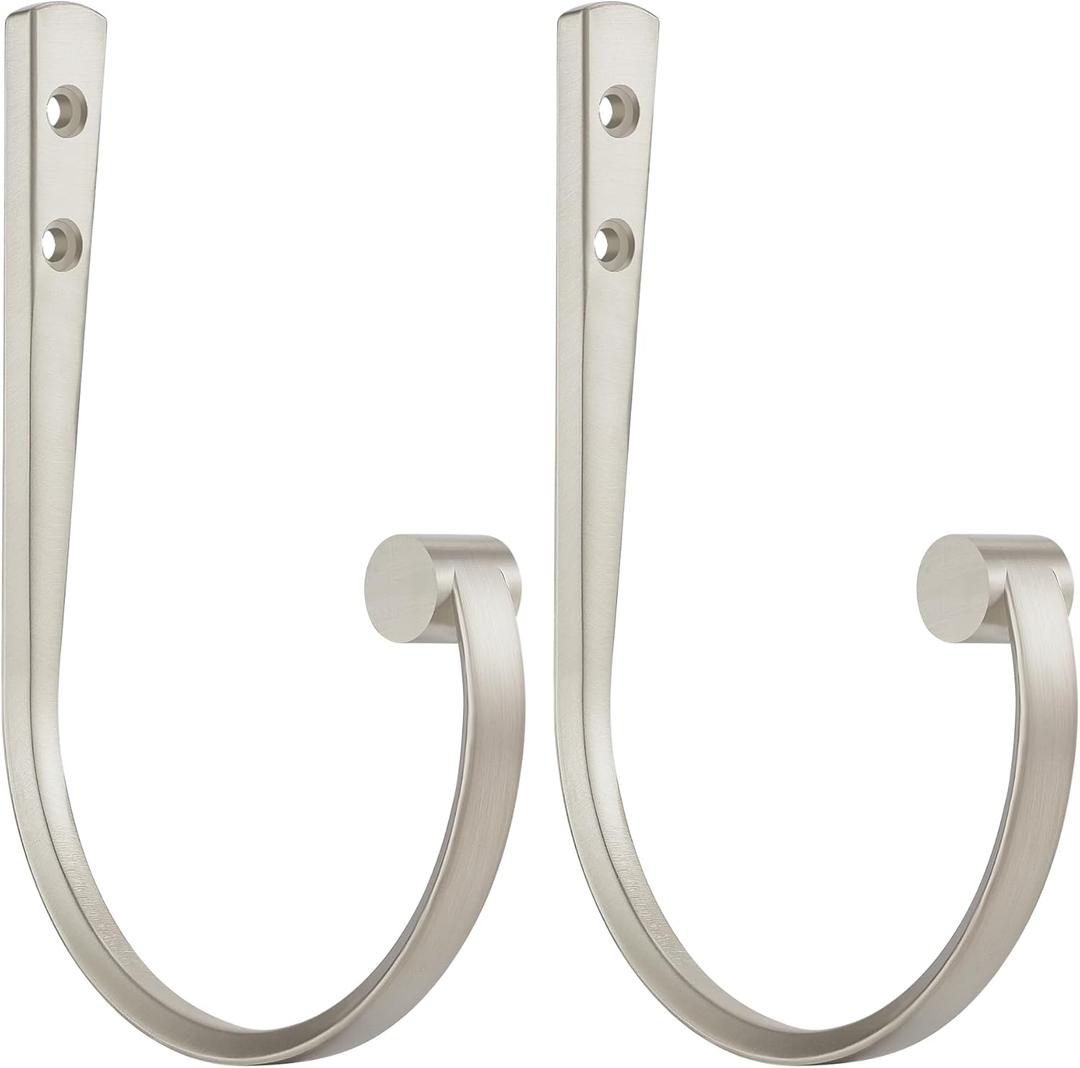 Curtain Holdbacks 2Pcs,Brushed Nickel Barrel Zinc Alloy Curtain Tiebacks,Wall Mounted Curtain Holders for Drapes.
