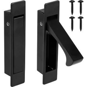 2 pcs Pocket Door Edge Pull, 304 Stainless Steel Pocket Door Handle Hidden Door Hardware for Pocket Sliding Doors Bathroom Closet Hallway Laundry (Black)