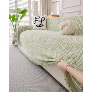 Erke Couch Cover Sheet Blanket, 3-Seat Small Size Sofa Cushion Slip Covers, L Shape Sectional Furniture Decor Protector, Machine Washable Chenille Slipcover for Pets Dogs Cats