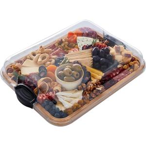 Build-a-Board Cutting Board with Five Compartments and Clear Locking Lid for Charcuterie, Snacks, Bamboo
