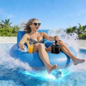 Motorized Pool Float for Adults, Rechargeable Motorized Floats with Cup Holder, Adult Heavy Duty Motorized Tubes Floating with Backrest for Pool Party, Lake & Summer Water