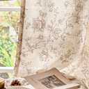 jinchan Amlie Linen Floral Curtains 96 inch Length Curtains for Living Room Bedroom Farmhouse Country Decor Drapes Light Filtering Window Treatment Back Tab Rod Pocket 2 Panels Taupe