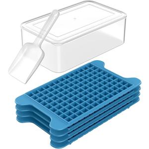 Mini Ice Cube Tray for Freezer: FDDBI Small Ice Trays for Freezer with Bin - 117×4PCS Easy Release Nugget Ice Tray - Crushed Ice Tray with Container