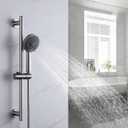 KES Adjustable Shower Head with Slide Bar, 5-Function Handheld Sliding Shower Head with Extra Long Hose Wall Mount Brushed Finish, F204-BS-C1