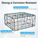 QualyQualy 2 Packs Foldable Crab Trap 24", Crab Bait BagPacific Heavy Duty Steel Crap Cage Kit with Harness, 100 Sinking Line, Easy Store & Carry Crabbing Kit