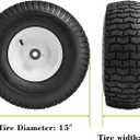 Parts Camp 15x6.00-6nhs Lawn Mower Tires and Wheels with 3/4" Bushing and 3" Centered Hub, Rubber Pneumatic Tire for Husqvarna Craftsman Riding Mowers (2 Packs)