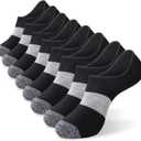 MONFOOT Men's/Women's 10 Pairs Invisible No Show Non slip Socks, Multipack (5) Black Pattern (8 Pairs)