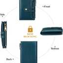 GOIACII Small Women's Wallet Leather Ladies Billfold Card Holder RFID Blocking with Zipper Coin Pocket, Teal